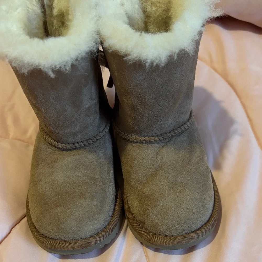 UGG Kids Bailey Bow II Tan Shearling Boots